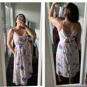 FRNCH White Midi Dress with Pink and Blue Accents